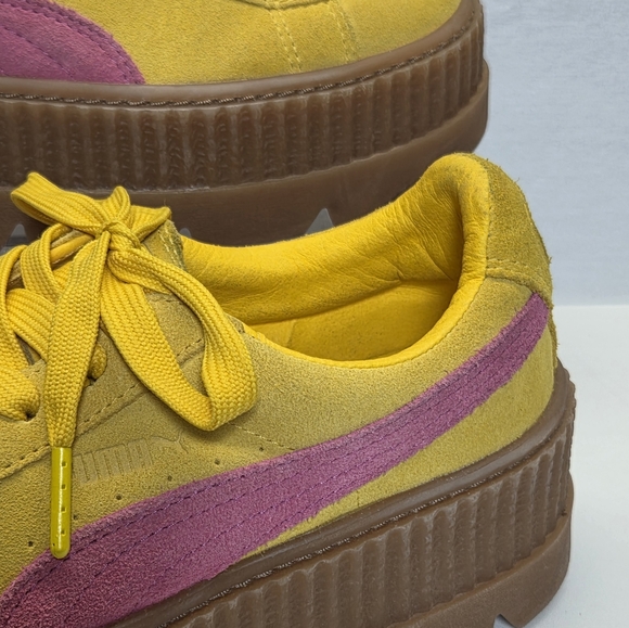 PUMA Rihanna X Fenty Yellow Pink Creeper Shoes Suede Platform 8.5 - Picture 4 of 16